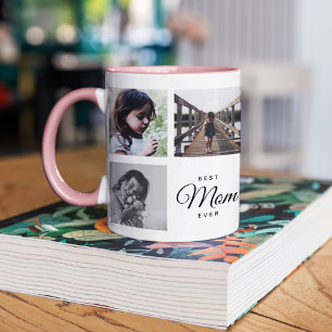 Caneca De Café Em Dois Tons Melhor Mãe Alguma Vez Corajosa Colagem de Fotos do