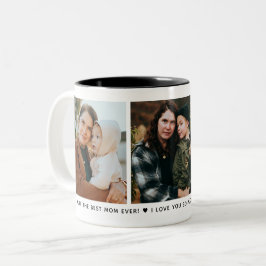 Caneca De Café Em Dois Tons Melhor Mãe, Colagem de 3 Fotos e Mensagem Personal