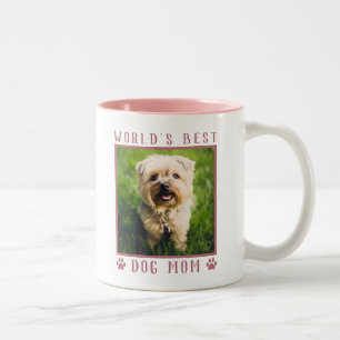 Caneca De Café Em Dois Tons Melhor Mãe de Cachorro do Mundo Pegadas Rosa de Pe