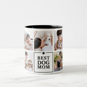 Caneca De Café Em Dois Tons Melhor Mãe de Cachorro Moderna Colagem de 7 Fotos