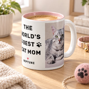 Caneca De Café Em Dois Tons Melhor Mãe de Gato do Mundo Foto Impressão de Pata