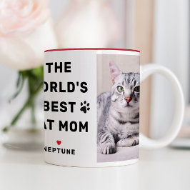 Caneca De Café Em Dois Tons Melhor Mãe de Gato do Mundo Vermelho Foto Impressã