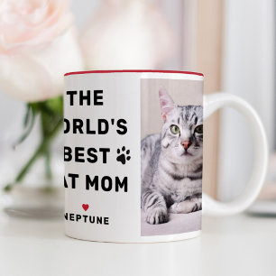 Caneca De Café Em Dois Tons Melhor Mãe de Gato do Mundo Vermelho Foto Impressã