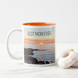 Caneca De Café Em Dois Tons Melhor Mãe de Sunrise para Sunset Ocean Photo