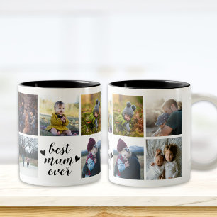 Caneca De Café Em Dois Tons Melhor Mãe de um grupo de fotos personalizado