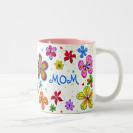 Caneca De Café Em Dois Tons Melhor Mãe do Mundo Ilustrada
