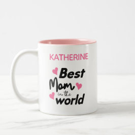 Caneca De Café Em Dois Tons Melhor Mãe do mundo Nome Personalizado