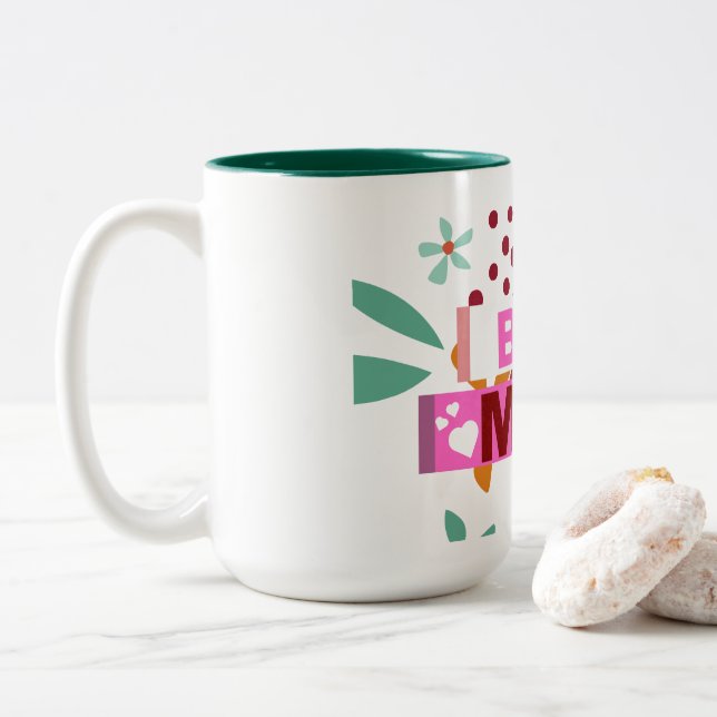 Caneca De Café Em Dois Tons Melhor Mãe Feliz Dia das Mães (Com Donut)