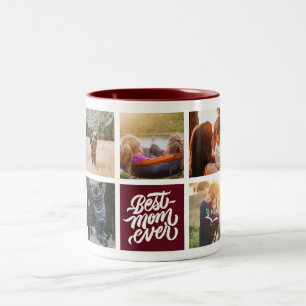 Caneca De Café Em Dois Tons Melhor Mãe Já Personalizada Colagem de Fotos Maroo