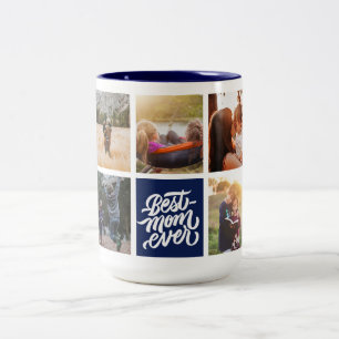 Caneca De Café Em Dois Tons Melhor Mãe Já Personalizada Marinho Azul de Cola