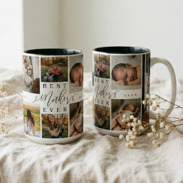 Caneca De Café Em Dois Tons Melhor Mãe Nunca | Colagem de fotos do Dia de as m