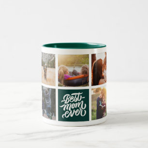Caneca De Café Em Dois Tons Melhor Mãe Nunca Personalizada Colagem de Fotos V