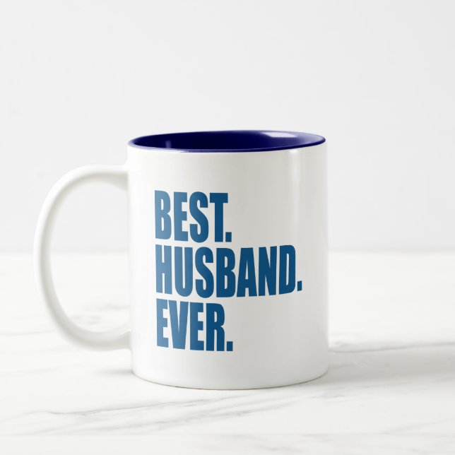 Caneca De Café Em Dois Tons Melhor.Marido. Nunca. (azul) (Esquerda)