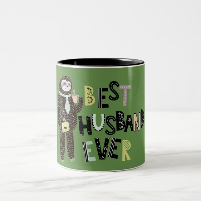 Caneca De Café Em Dois Tons MELHOR MARIDO SEMPRE Personalizado (Centro)