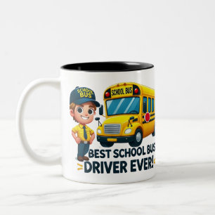 Caneca De Café Em Dois Tons Melhor Motorista De Ônibus Escolar De Todos! - Car