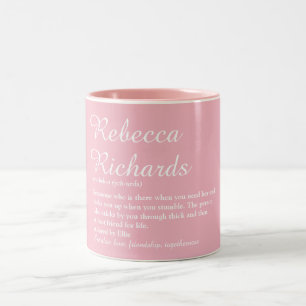 Caneca De Café Em Dois Tons Melhor Nome de Amigo Definição Script Chic Girly P