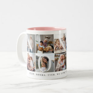 Caneca De Café Em Dois Tons Melhor Nonna Nunca, 10 Photo Grid Gift para Avó