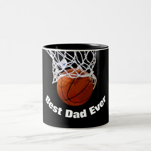 Caneca De Café Em Dois Tons Melhor Pai De Basquete Personalizado (Centro)