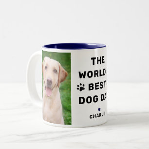 Caneca De Café Em Dois Tons Melhor Pai de Cachorro do Mundo Foto Azul Marinho