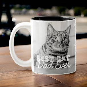 Caneca De Café Em Dois Tons Melhor Pai de Cat de Foto Personalizada e Nome de 