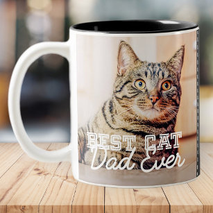 Caneca De Café Em Dois Tons Melhor Pai de Cat de Foto Personalizada e Nome de 