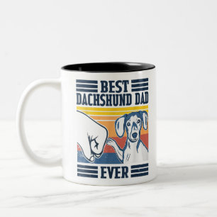 Caneca De Café Em Dois Tons Melhor Pai De Dachshund Alguma Vez Vintagem Da Cam