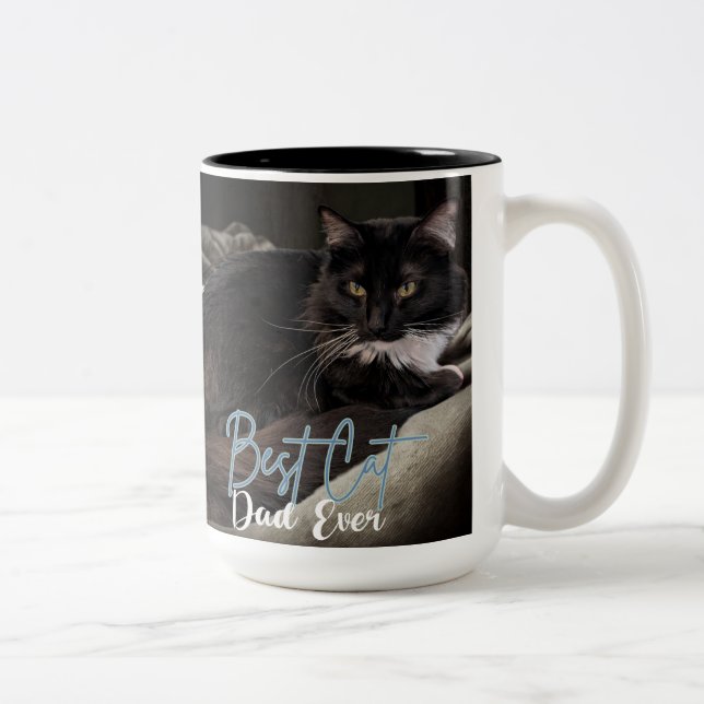 Caneca De Café Em Dois Tons Melhor Pai de Gato de Todos (Direita)