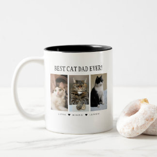 Caneca De Café Em Dois Tons Melhor Pai de Gato de Todos Personalizado três fot