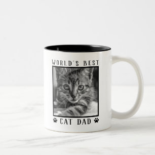 Caneca De Café Em Dois Tons Melhor Pai de Gato do Mundo Impressões de Pata Fot