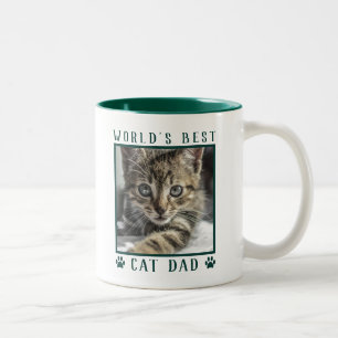 Caneca De Café Em Dois Tons Melhor Pai de Gato do Mundo Impressões de Pata Fot