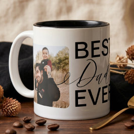 Caneca De Café Em Dois Tons Melhor Pai de Todos os Tempos Foto Colagem Complet
