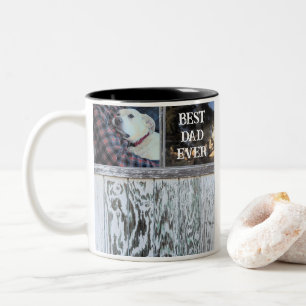 Caneca De Café Em Dois Tons Melhor Pai de Todos os Tempos Madeira Rústica Enve