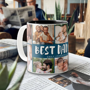 Caneca De Café Em Dois Tons Melhor Pai do Mundo Colagem de Fotos Presente do D