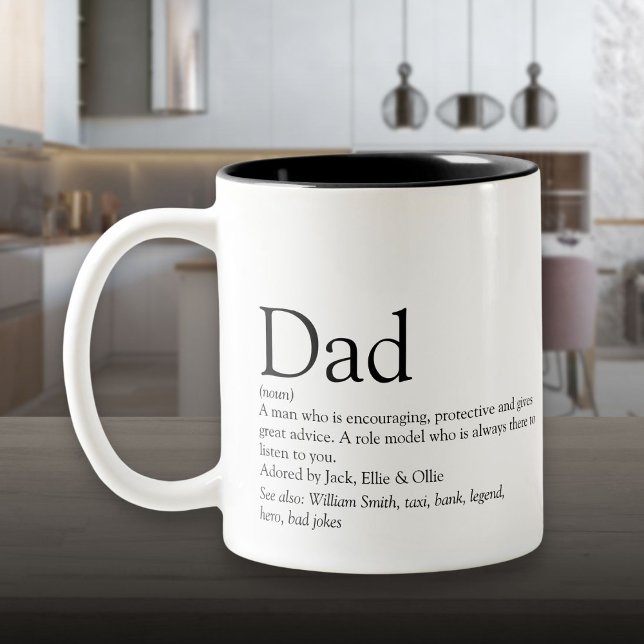 Caneca De Café Em Dois Tons Melhor Pai do Mundo Papai Definção Divertida (World's Best Ever Dad Daddy Father Definition Fun Two-Tone Coffee Mug)