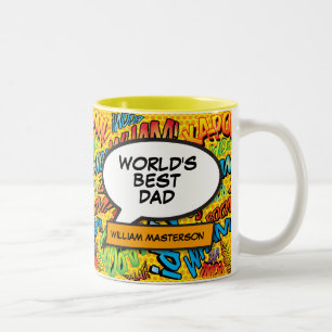 Caneca De Café Em Dois Tons Melhor Pai do Mundo Papai Pai Livro de Quadrinhos
