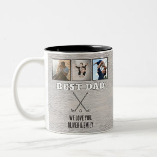 Caneca De Café Em Dois Tons Melhor Pai em Madeira Rústica 3 Colagem de Fotos L