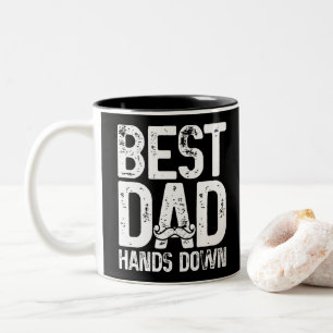 Caneca De Café Em Dois Tons Melhor Pai Mãos para Baixo Artesanato Pais Impress