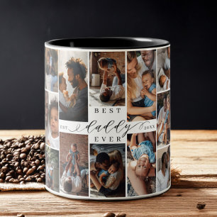 Caneca De Café Em Dois Tons Melhor Pai Nunca   Colagem de fotos do Dia de os p