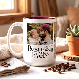 Caneca De Café Em Dois Tons Melhor Papai do Mundo Foto Personalizada