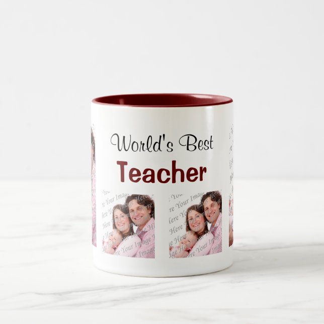 Caneca De Café Em Dois Tons Melhor Professor Foto Mug PInk (Centro)