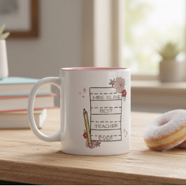 Caneca De Café Em Dois Tons Melhor Professora Personalizada