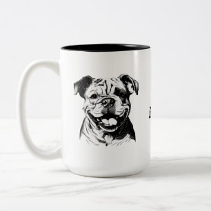 Caneca De Café Em Dois Tons Melhor Silohuette B&W do Bulldog Inglês