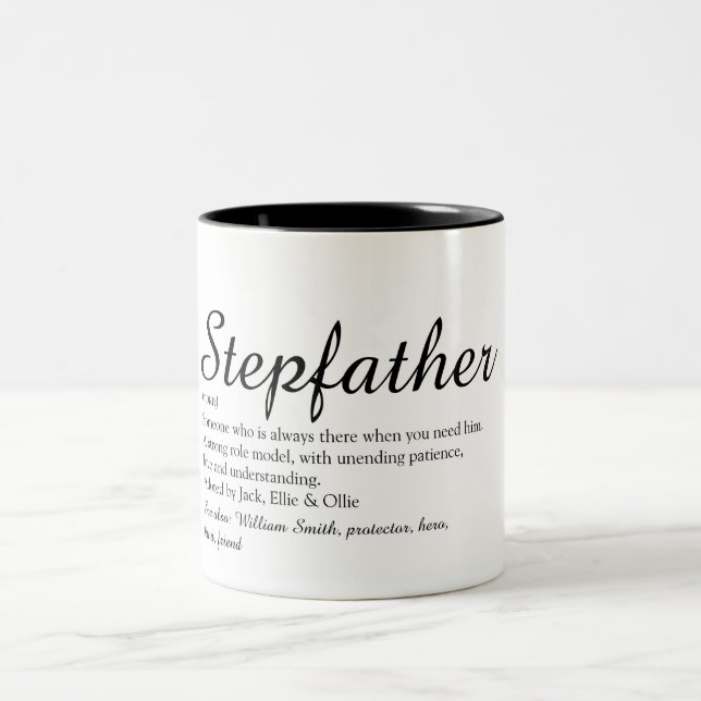Caneca De Café Em Dois Tons Melhor Stepdad, Stepdad Ever Script De Definição (Centro)