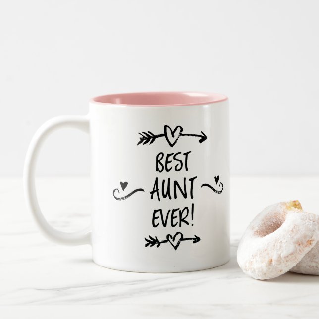 Caneca De Café Em Dois Tons Melhor Tia de Todos os Tempos (Com Donut)