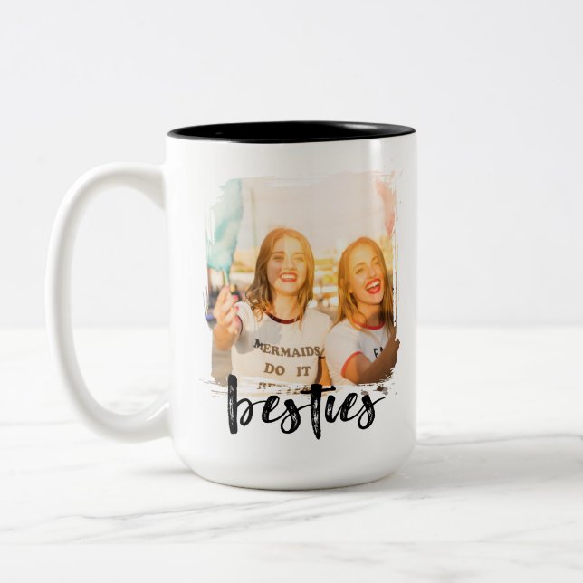 Caneca De Café Em Dois Tons Melhores Amigas Foto Personalizada (Esquerda)