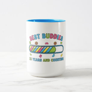 Caneca De Café Em Dois Tons Melhores Amigos 25 Anos e Contando