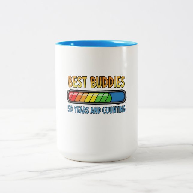 Caneca De Café Em Dois Tons Melhores Amigos 50 Anos e Contando (Centro)