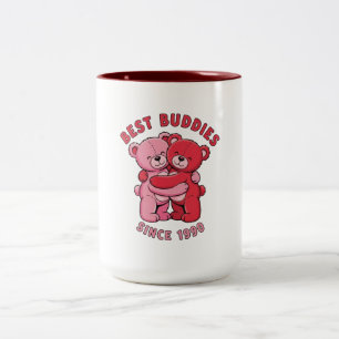 Caneca De Café Em Dois Tons Melhores Amigos Desde 1990 Abraçando Ursos de Pelú