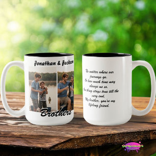 Caneca De Café Em Dois Tons Melhores Amigos dos Irmãos com Fotos e Poema