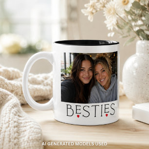 Caneca De Café Em Dois Tons Melhores Amigos Melhor Amiga Coração Tipografia Fo